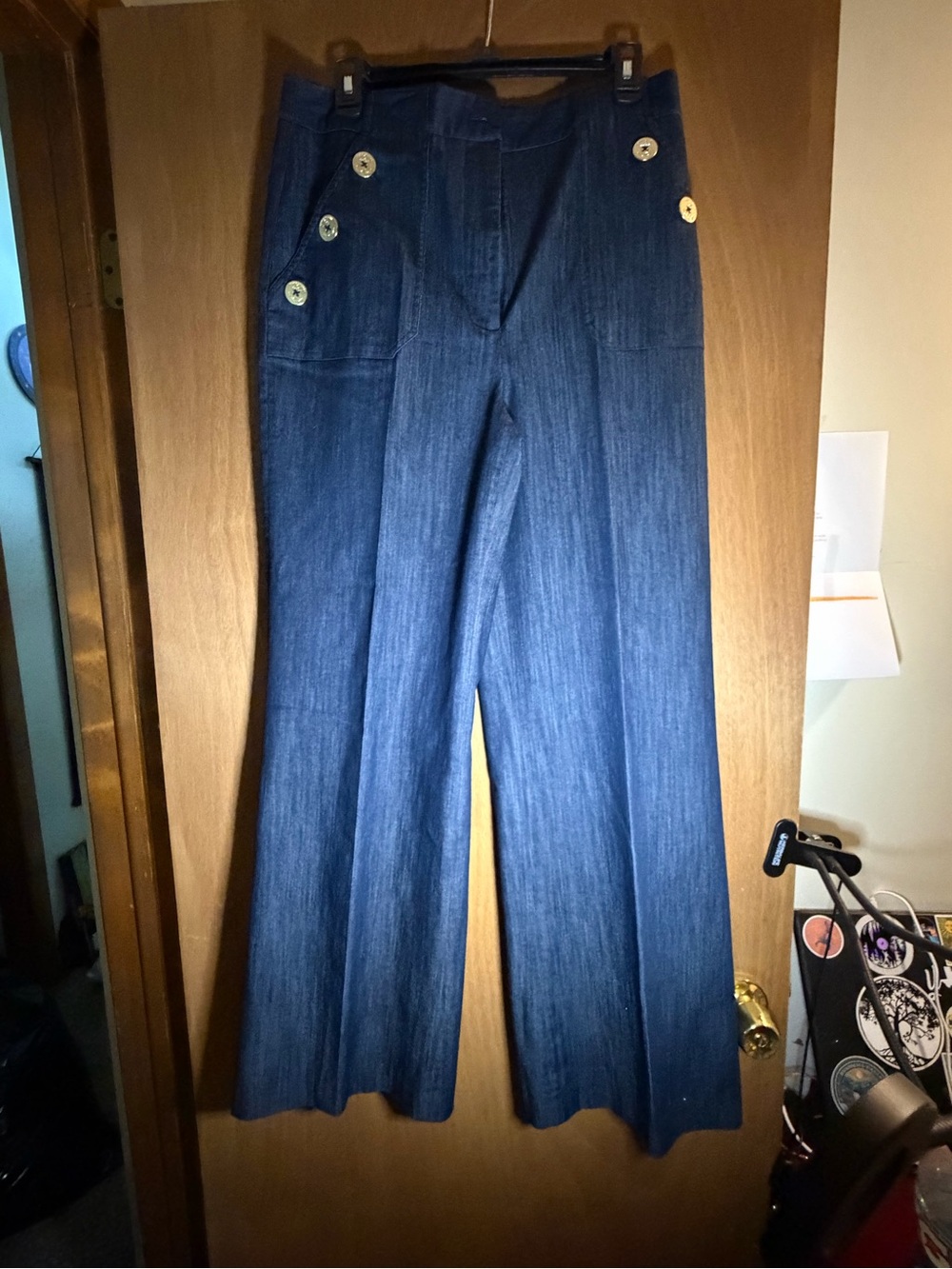 Tommy Hilfiger Navy Blue Wide-Leg Sailor-Inspired Pants size 10